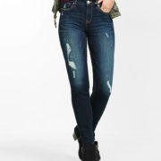 Distressed Mid Rise Super Skinny Jeans