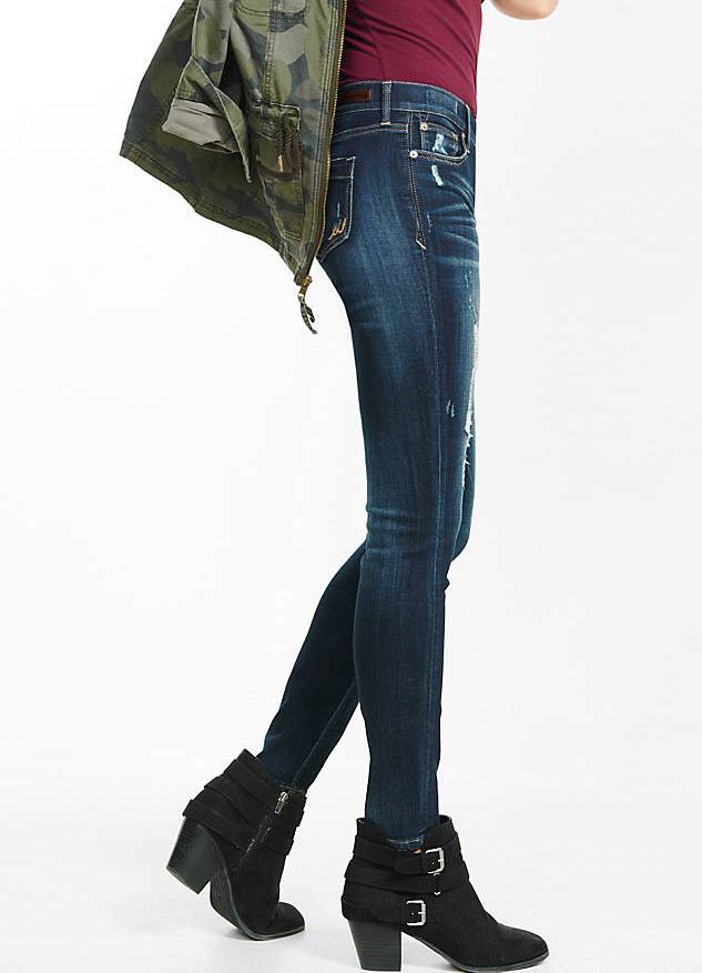 Distressed Mid Rise Super Skinny Jeans | Taj Textile