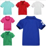 KIDS PIQUE POLO SHIRTS WITH FLAT KNITTED COLLAR & EMBROIDERY